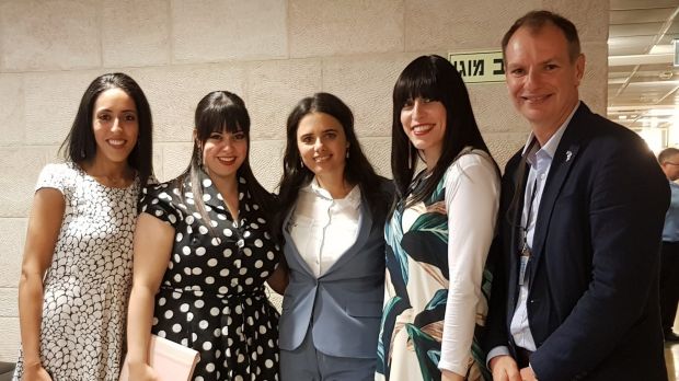 From left: Elly Sapper, Dassi Erlich, Israeli Justice Minister Ayelet Shaked, Nicole Meyer and Victorian MP David Southwick during their visit to Jerusalem. Photo: Supplied
