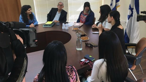 The sisters meet members of the Knesset during their trip to Israel. Photo: Supplied